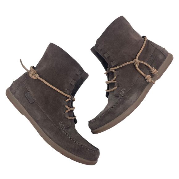 Sperry Coil Hook Moccasin Ankle Boots Suede Dark Brown Size 8.5M - Picture 4 of 9